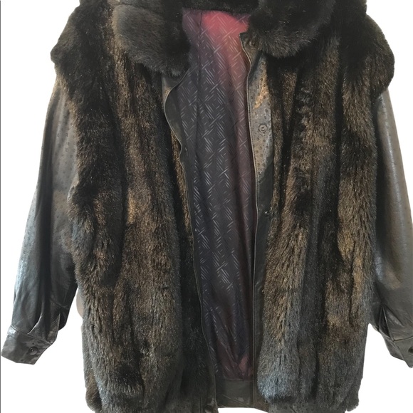 Vintage D’Esprit dubrowsky and peribinder faux fur and leather jacket. - Picture 6 of 13
